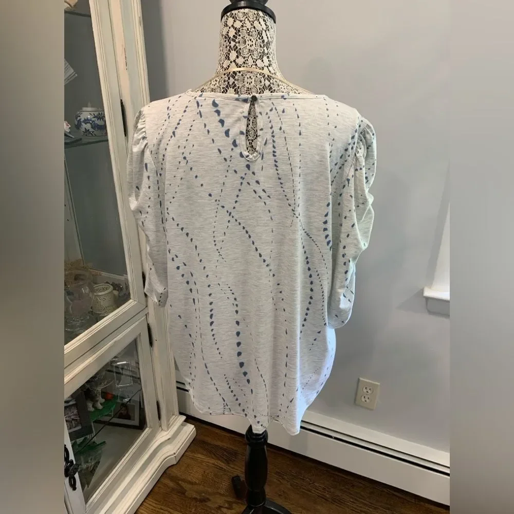 Democracy Cream and Blue  3/4 Sleeve Tunic